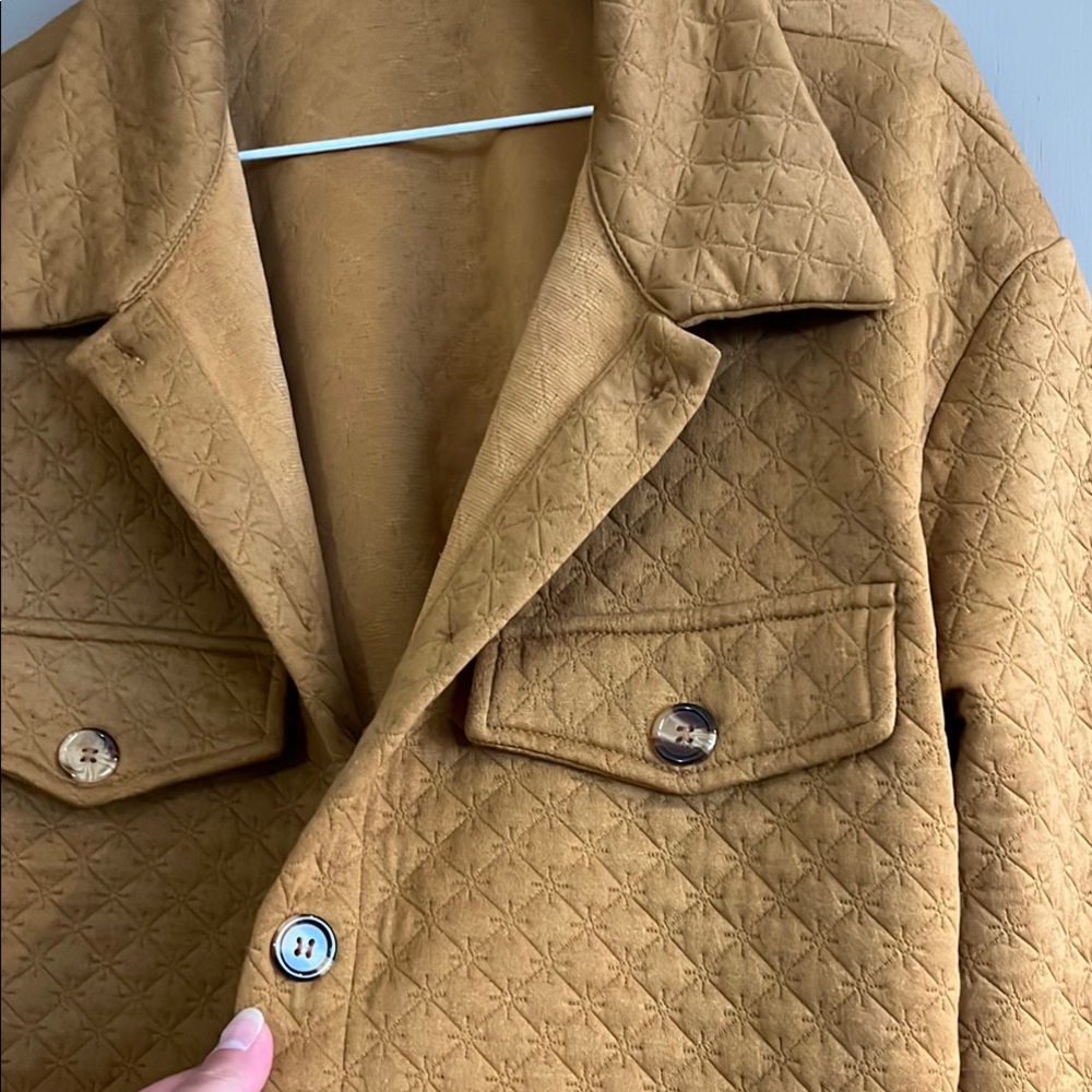Quilted Tan Jacket with Button Details